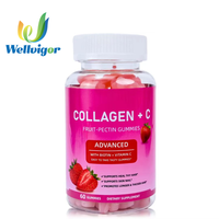 Complément alimentaire pour adultes en gommes multivitaminées au collagène et à la biotine, saveur fraise, marque privée OEM, favorise l'énergie, la santé des cheveux, de la peau et des ongles