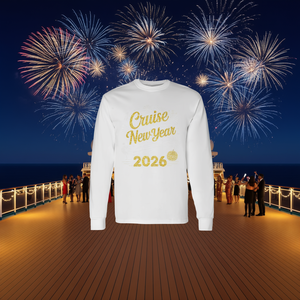 T-shirt a maniche lunghe Cruise New Year 2026, girocollo unisex in cotone, abbigliamento per feste in famiglia - Product Image 3