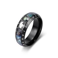 Großhandel Edelstahl Viking-Runen-Ring mit Abalone-Muschel-Einlage Retro Nordischer Breiter Ring Maßgefertigter Herren-Statement-Fingerschmuck