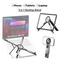 Support de téléphone de bureau multifonctionnel, trépied pliable pour tablette et ordinateur portable, rotation à 360°, bâton de selfie pour les voyages