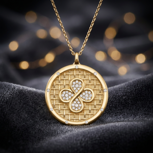 Collier pendentif trèfle couleur or avec breloque diamant rond, bijou pour cadeau et usage quotidien - Product Image 2