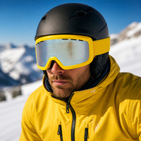 Masque de ski/snowboard jaune photochromique avec protection UV400, vision claire à faible luminosité, contraste élevé, mousse triple couche, unisexe, anti-éblouissement