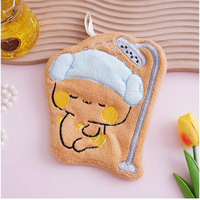Serviette de toilette suspendue personnalisée Bubu & Dudu Bear en polaire corail pour cuisine, salle de bain, sport, utilisation quatre saisons
