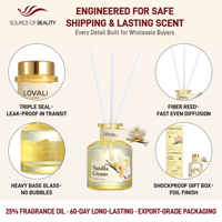 Diffuseur de parfum LOVALI HOME à la crème de vanille 50ml, parfum d'ambiance de luxe, diffuseur d'arômes sucrés, parfum gourmand, vente en gros
