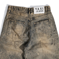 YAXI ODM OEM Jeans Baggy Vintage Personnalisés Effet Délavé Jambe Large Streetwear en Denim pour Hommes