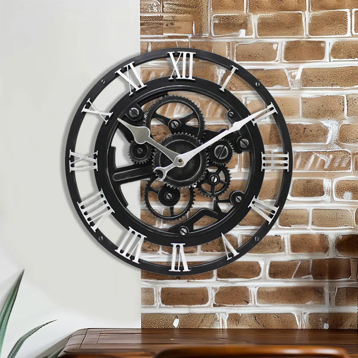 14 "Vintage Punk tarzı endüstriyel dişli saatler Roman sayısal sanat dekoratif duvar saati
