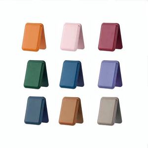Custom Business Magnetic PU ID Card Phone <b>Holder</b> Phone Wallet Case <b>Holder</b> with Stand Plain and Stand for Credit Cards - Product Image 3