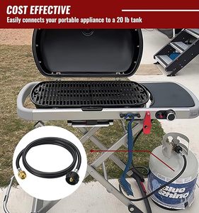 Manguera adaptadora de propano de 6 pies, adaptador de 1lb a 20lb convierte electrodomésticos de 1lb en tanques de 5 a 40lb, manguera de gas para Weber Q, <span class=keywords><strong>Coleman</strong></span> Grill - Product Image 6