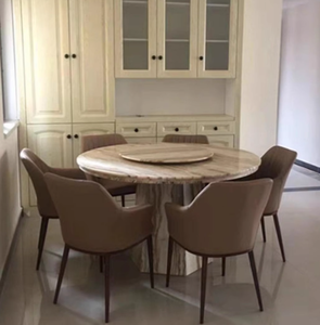 Mesa de comedor de mármol moderna <span class=keywords><strong>Lazy</strong></span> <span class=keywords><strong>Susan</strong></span> para cocina, hogar, granja, apartamento, oficina, muebles de piedra versátiles para entrada de Hotel - Product Image 5