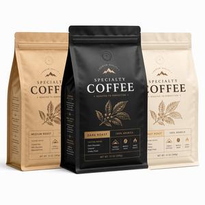 Bolsa de Café con Válvula y Cierre, Biodegradable, Fondo Plano, Apta para Alimentos, a Prueba de Humedad, para Granos de Café - Product Image 1
