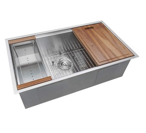 Évier de cuisine en acier inoxydable, station de travail, évier simple - Product Image 1