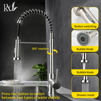 Robinet de cuisine commercial en acier inoxydable avec douchette extractible à ressort, monocommande, finition brossée, à poser sur comptoir, mitigeur eau chaude et froide