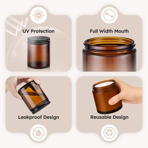 Envase de Vidrio Ámbar Oscuro de 4oz con Fondo Redondeado para Velas o Cosméticos, Frasco de Vidrio Vacío de 120ml con Tapa Metálica - Product Image 4
