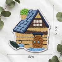 Patchs brodés thermocollants mignons sur le thème des contes de fées, petite maison de campagne avec motif floral, patch DIY pour vêtements d'enfants et sacs à dos