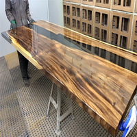 Table de bureau en résine époxy, design spécial haut de gamme en bois de noyer, avec coquille et résine époxy effet rivière bleue et eau claire