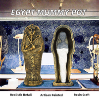Pot Bunga Figur Resin Lukisan Tangan Mirip Asli Model Firaun Mumi Mesir Kuno Sarcophagus Cleopatra untuk Dekorasi Rumah Halloween