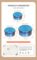 Trois pièces Offre Spéciale 304 en acier inoxydable plusieurs couleurs Portable rond Mini sauce aux noix déjeuner Snack Box conteneur