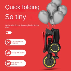 Tricycle convertible pour enfants, vélo pliable avec poignée de poussée et design multifonctionnel - Product Image 3