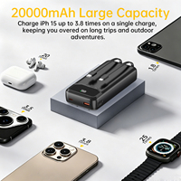 Power Bank Portabel 20000mAh 45W Pengisian Cepat dengan Kabel Ganda Terintegrasi, Layar Digital, Logo Kustom A308