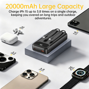 Batterie externe portable 20000 mAh 45W à charge <span class=keywords><strong>rapide</strong></span> avec câbles doubles intégrés, affichage numérique, logo personnalisé AP32E - Product Image 2