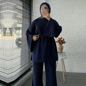 <span class=keywords><strong>Pantaloni</strong></span> da <span class=keywords><strong>donna</strong></span> in tinta unita a due pezzi realizzati con abiti Casual musulmani in poliestere da indossare ogni giorno o da indossare quotidianamente in tacchino - Product Image 3