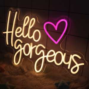 American Warehouse Hello Gorgeous English Letters <span class=keywords><strong>LED</strong></span> <span class=keywords><strong>Neon</strong></span> <span class=keywords><strong>Neon</strong></span> Warm White Light Sign Wedding Party IP65 Grade <span class=keywords><strong>Neon</strong></span> - Product Image 3