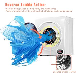 Secadora de Ropa Compacta Euhomy 120V 1500W de Acero Inoxidable con Panel de Control LCD, Cuatro Modos de Secado, Blanca - Product Image 4