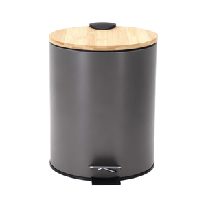 <span class=keywords><strong>Cubo</strong></span> de <span class=keywords><strong>basura</strong></span> <span class=keywords><strong>pequeño</strong></span> de hierro para exteriores de 5L con cubierta de bambú <span class=keywords><strong>Cubo</strong></span> de <span class=keywords><strong>basura</strong></span> único para cocina y baño con estructura de pedal - Product Image 4