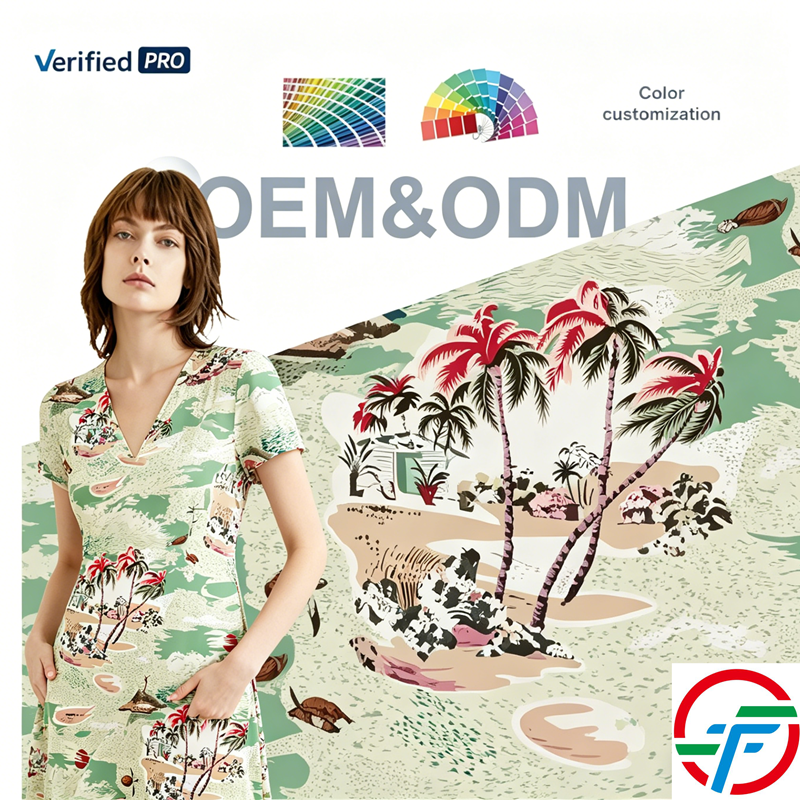 Vintage Tropical Digital Print Woven Microfiber Fabric Medium Weight Anti-static for Girls Casual Beach Wear Curtains Wholesale