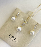 Vente en gros de pendentifs en perles d'eau douce rondes naturelles 3A de 11-12 mm, ensemble de bijoux blanc avec argent sterling 925 pour la fabrication de bijoux