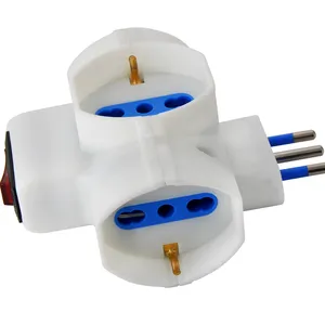 Multi adapter 3 presa 2P+T 10/16A bipasso/schuko with overload protection switch 10A plug 16A plug schuko plug available