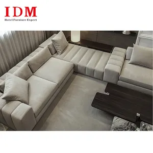 IDM-Y27 villa ready furniture high quality hotel design project popular wooden sofa set living room furniture