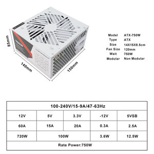 T. f. skwindintl <span class=keywords><strong>750w</strong></span> לבן PC atx כוח אספקה מתח מלא מתח מחשב מלא מתח - Product Image 3
