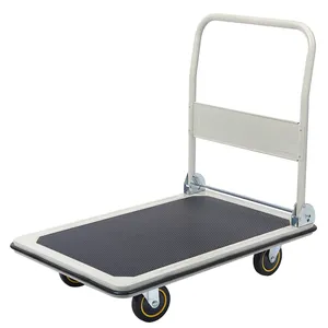 High Quality Large Capacity Moving Trolley Heavy duty Platform Hand Truck Flat Steel Cart Bearing 150kg 4-wheel Folding Cart