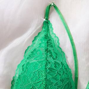 2026 Best Verkochte Groothandel Seksondergoed: Groene Kanten Driehoekige Beker, Comfortabel En Ademend, Open En - Product Image 3