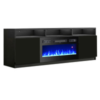 Chimenea Eléctrica Decorativa con Llama Controlada a Distancia, Soporte de TV de Madera, Chimenea Eléctrica para Sala de Estar