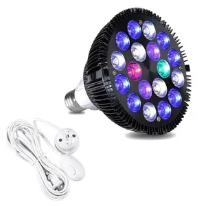 E27 18W LED Aquarium Light Bulb Full Spectrum for Coral Reef Saltwater Tank Plants Growth