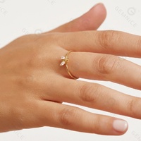 Gemnel Bague en argent sterling 925 en or 14 carats avec zircon marquise Animal mignon insecte abeille pour femme