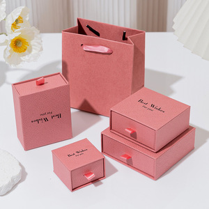 Caja de Joyería de Papel con Cajón Deslizante de la Marca de Moda Personalizada Everwin, Forro de Algodón, Bolsa de Regalo con Logotipo, Forma Rectangular, Estilo Popular - Product Image 1