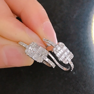 Pendientes de aro con forma de diamante para mujer, joyería de moda, 2023 quilates VS Diamante, delicada, Huggie, venta al por mayor - Product Image 3