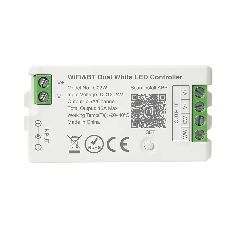 C01W C02W Contrôleur LED WiFi et Bluetooth couleur unique Tuya APP Contrôle Télécommande sans fil pour bande lumineuse Led