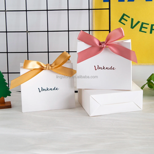 11.5x4.5x10cm Customized Cute White DIY Candy Bag Folded Paper Package Bags With Smooth Ribbon <b>Bow</b> Jewelry <b>Holder</b> - Product Image 1