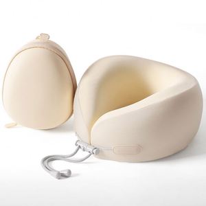 Oreiller de voyage personnalisé en soie glacée et mousse à mémoire de forme, avec sangles réglables, facile à transporter, logo, massage, portable pour les vols, les trains, le bureau - Product Image 2