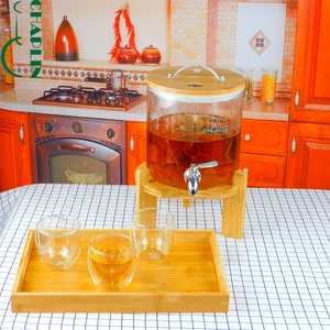 เหยือกแก้วทำมือขนาด 5 ลิตร ปิดสนิท สำหรับน้ำร้อนและน้ำเย็น พร้อมก๊อกจ่ายน้ำ สำหรับน้ำผลไม้ เครื่องดื่ม และน้ำโสม - Product Image 6