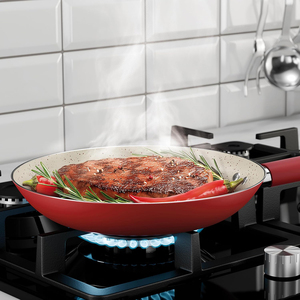 Poêle à frire moderne en céramique antiadhésive en aluminium avec poignée en silicone pour cuisinière à gaz - Product Image 5