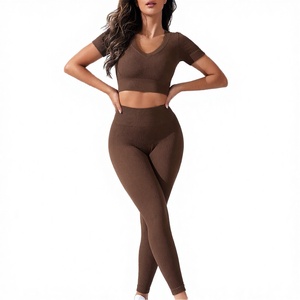 Ensemble de sport Pilates 2 pièces personnalisé de haute qualité, taille haute, extensible, séchage rapide, respirant, grandes tailles - Product Image 3