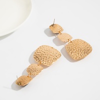 Boucles d'oreilles pendantes vintage à 3 niveaux en métal martelé et résine ovale pour femmes, style bohème, pour soirée, longues, accessoires, bijoux, cadeau