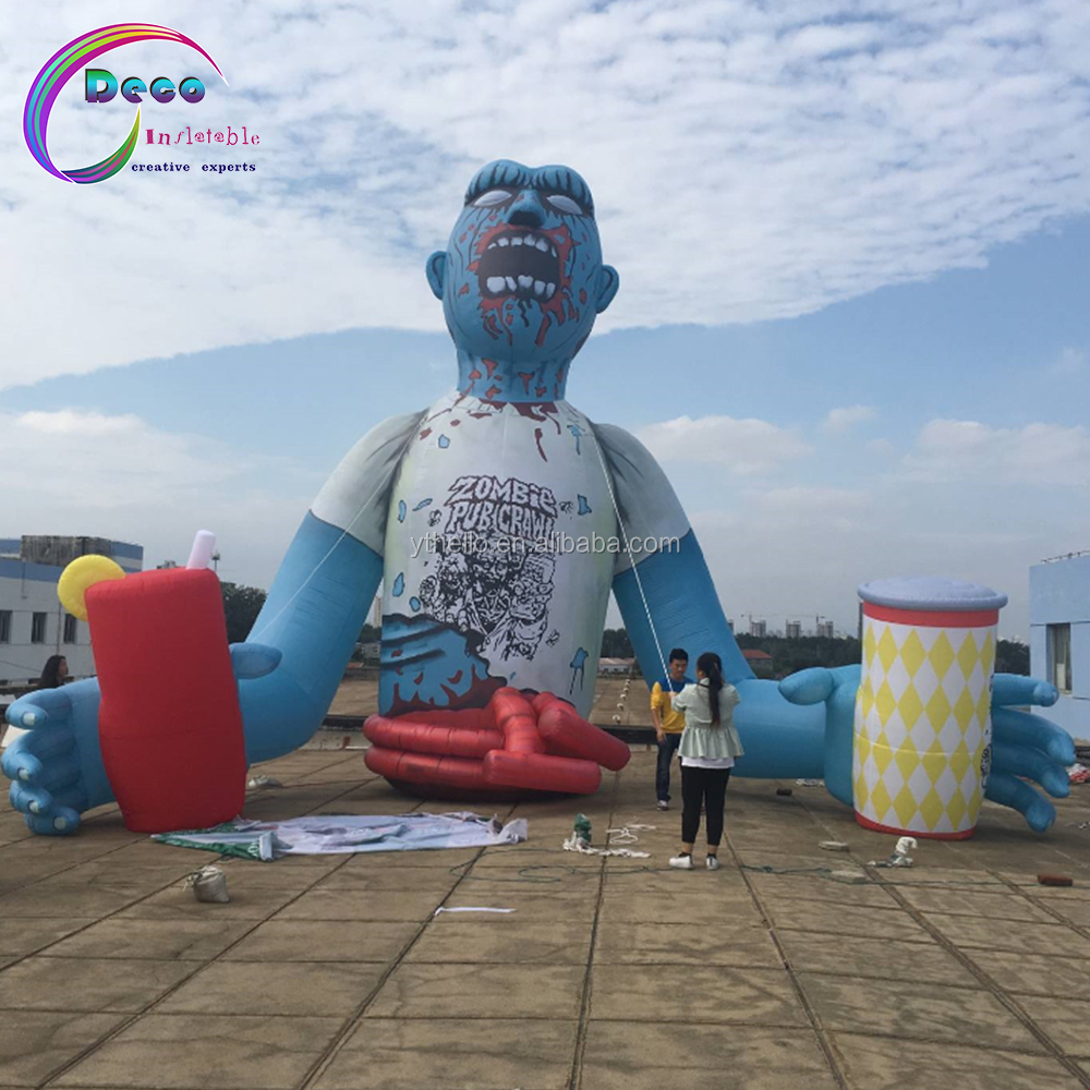 Customize halloween decoration inflatable giant Zombie terror model blooding horrible Inflatable Zombie model