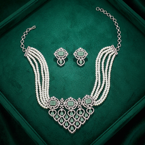 Conjunto de Collar y Pendientes de Perlas de Imitación Unisex de Lujo, Diseño Geométrico ZA, Chapado en Rodio, Estilo Vintage con Forma de Corona para Boda - Product Image 3