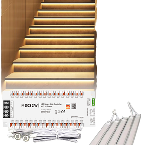 Controlador de Iluminación Inteligente Automático AIPIN para Escaleras, Tira de Luces LED de 32 Escalones, Control por Sensor Humano, Control Remoto de 15.0M, Carga Máxima de 400W, 6A, Fácil Instalación - Product Image 1